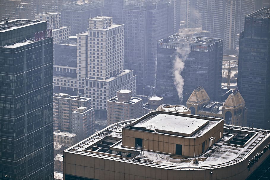 aerial photo of high-rise buildings during daytime, aerial view of city buildings HD wallpaper