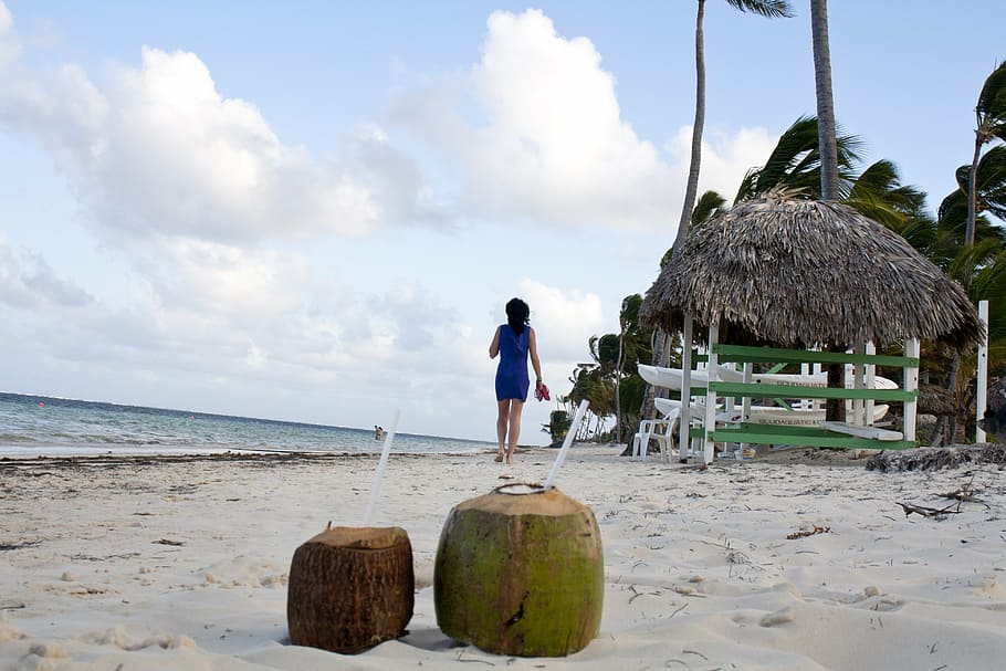 punta, cana, caribbean, coconut, woman, girl, tropical, island HD wallpaper