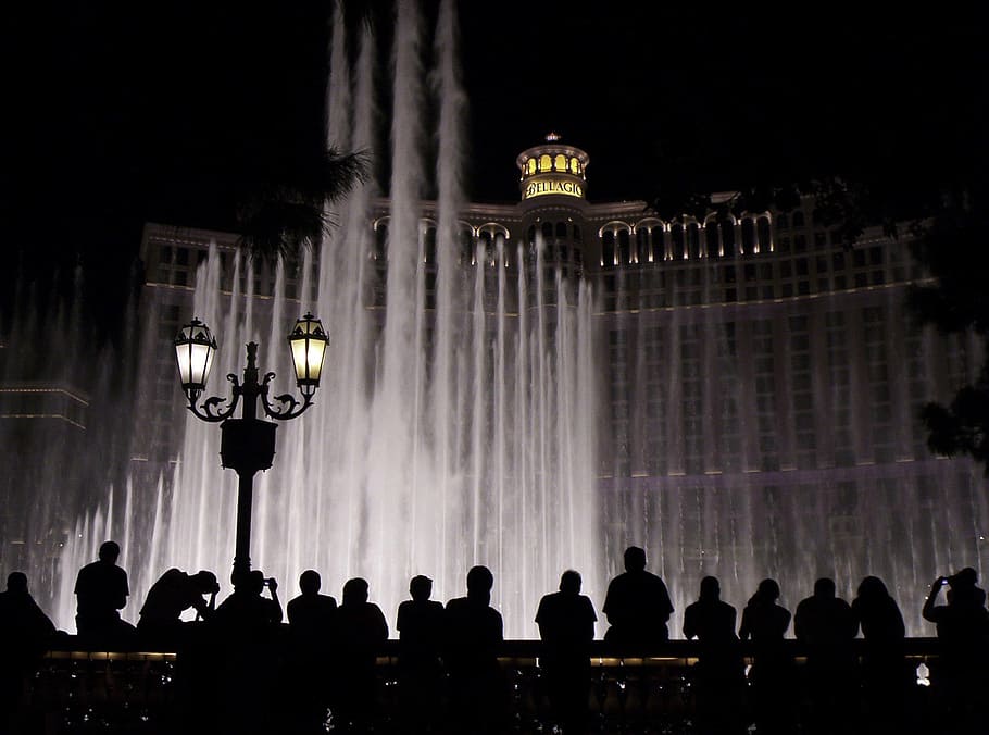 Bellagio Hotel, Casino, and water Fountains in Las Vegas, Nevada, HD wallpaper