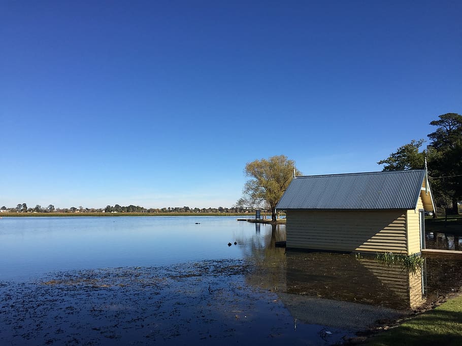 Hd Wallpaper Boathouse Wendouree Ballarat Sky Blue Lake Landscape Wallpaper Flare