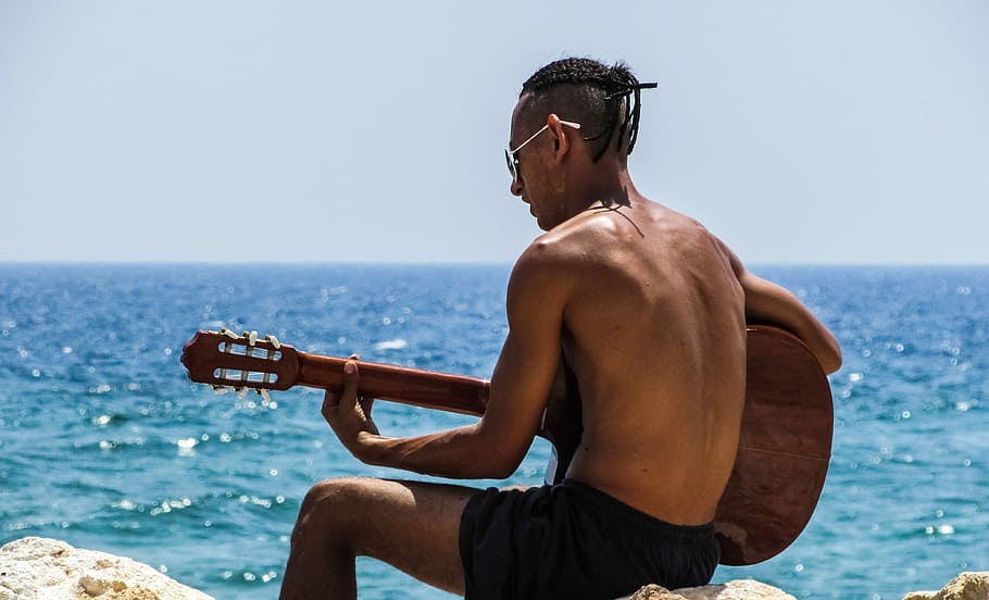 Young, Man, Guitar, Summer, playing, expression, music, leisure HD wallpaper