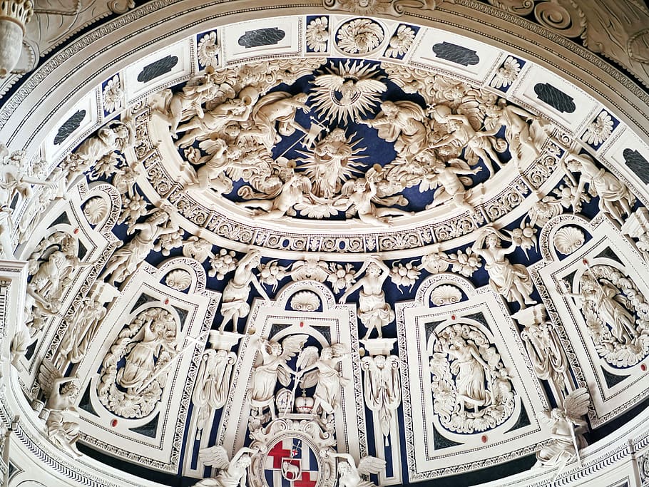 trier, dom, west choir, ceiling relief, baroque, stucco, stucco work, HD wallpaper