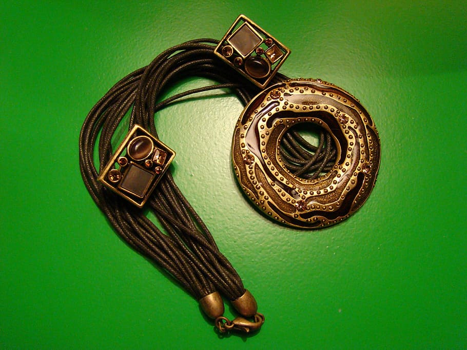 bracelet, ornament, leather, green color, green background HD wallpaper
