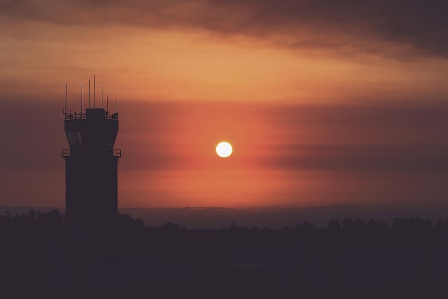 silhouette of tower during golden hours, silhouette photography of tower during sunset, HD wallpaper