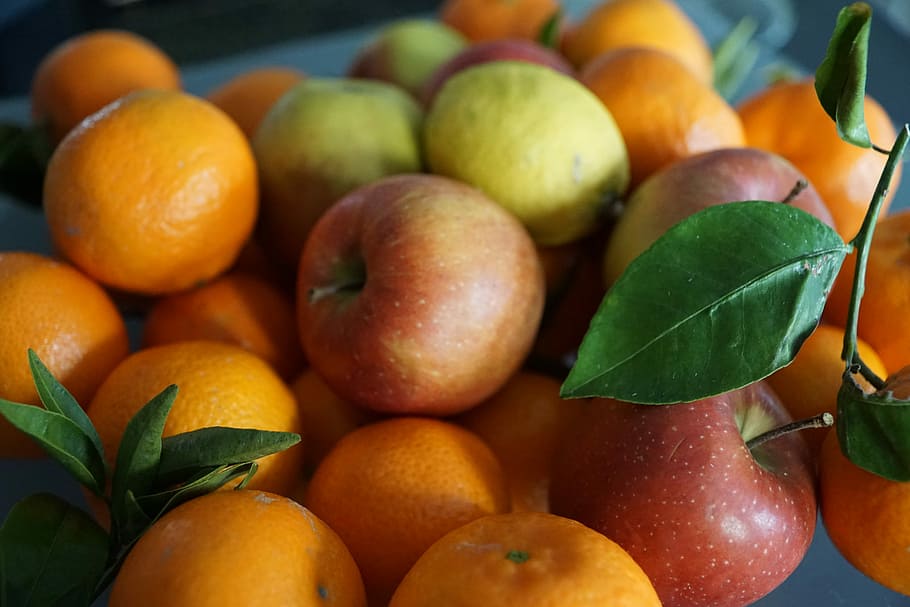 Fruit, Apple, Leaf, Mandarin, Delicious, fruits, food and drink HD wallpaper