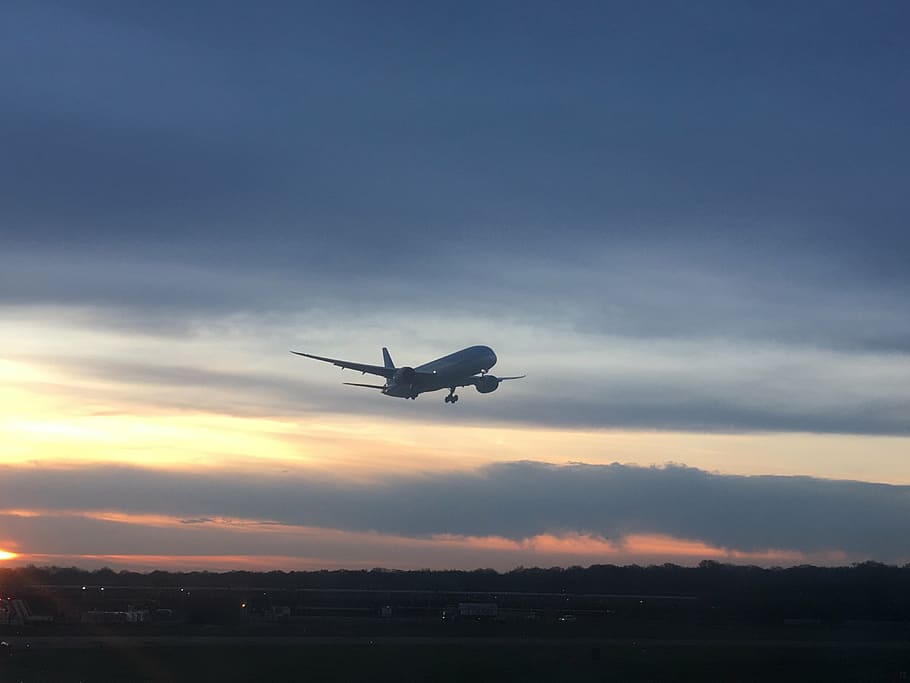 plane, evening, flight, airplane, sky, air vehicle, sunset HD wallpaper
