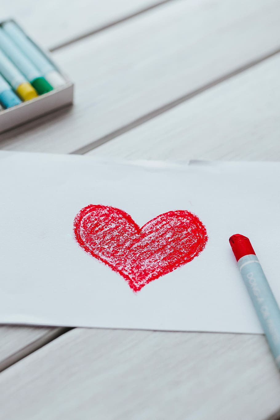Little drawing of a heart, love, red, crayon, valentine, beloved