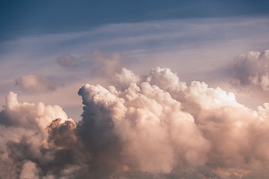 white clouds under blue skies, aerial photography of cloud, sky HD wallpaper