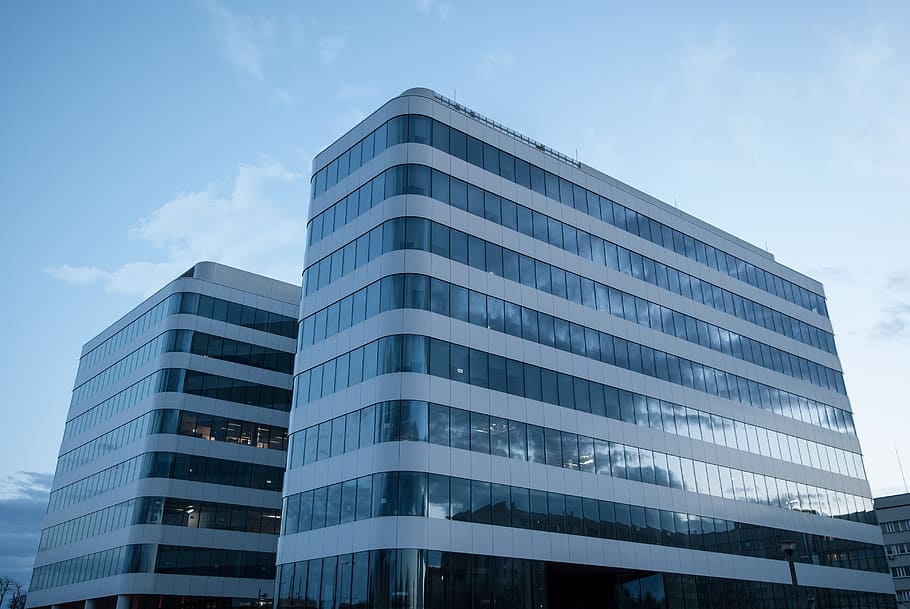 business, sky, reflection, architecture, office center, city HD wallpaper