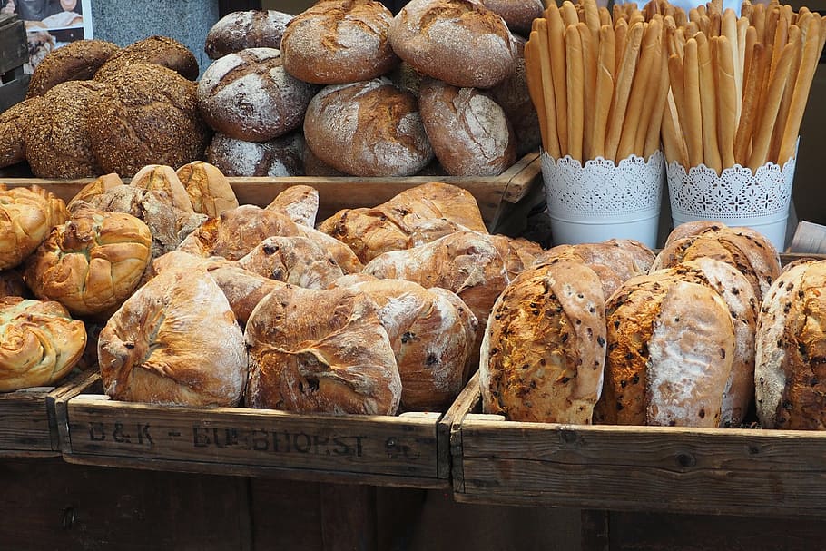 pile of breads, colin, artisan bread, loaf, breakfast, food HD wallpaper