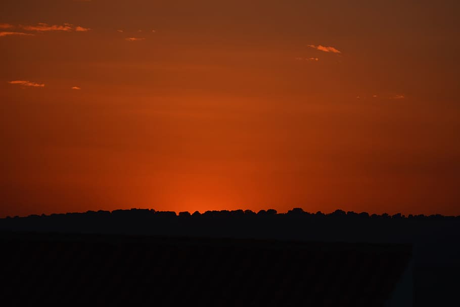 sunset, orange, silhouette, sky, beauty in nature, tranquility HD wallpaper