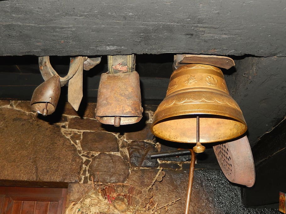 bells, beam, farm, old, cultures, hanging, no people, metal HD wallpaper