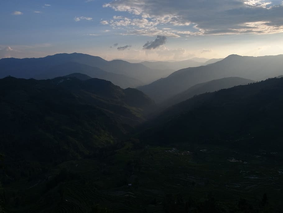 China, Yns, Yuanyang, Sunset, mountain, tranquil scene, nature, HD wallpaper