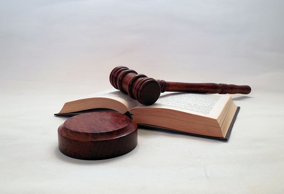 brown gavel on book, hammer, court, judge, justice, law, clause