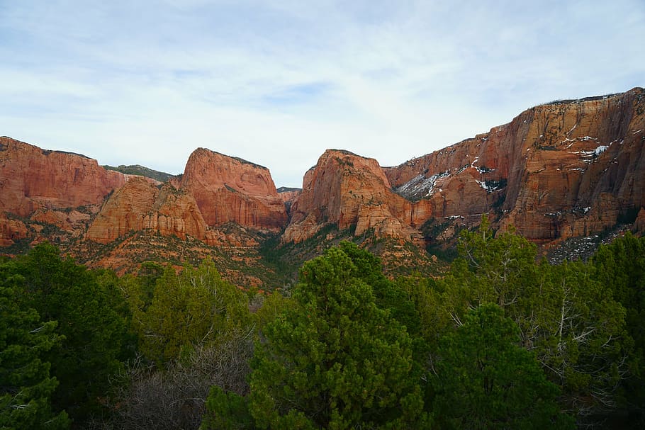landscape, mountains, nature, trees, sky, scenics - nature HD wallpaper