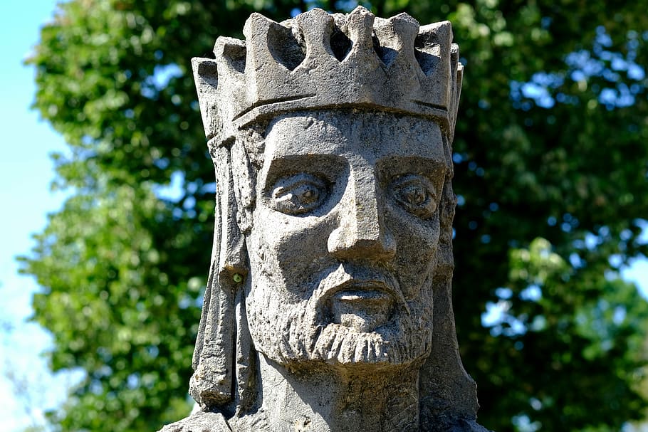king, face, figure, expression, head, sculpture, male, crown, HD wallpaper