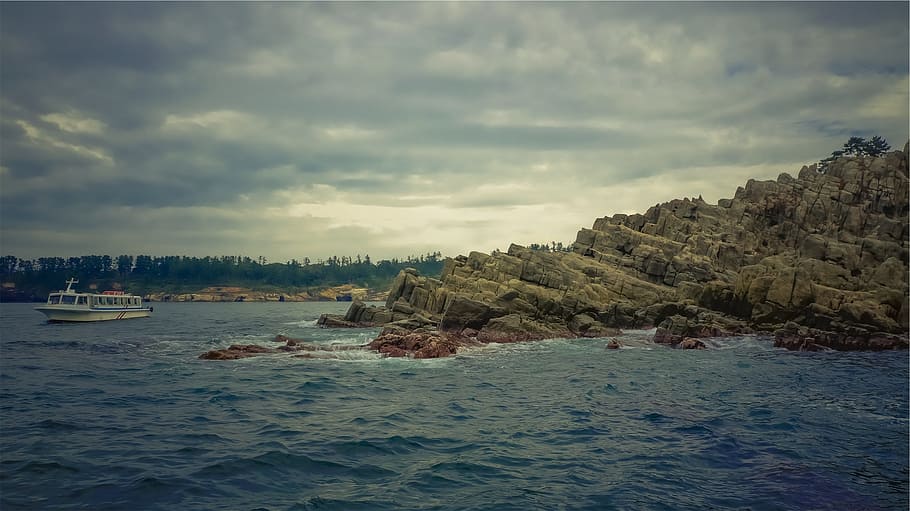 storm, cloudy, coast, rocks, ocean, sea, water, sky, cloud - sky HD wallpaper