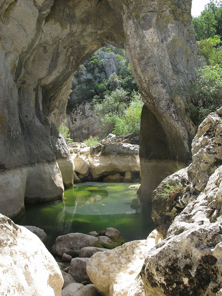 ravine, mountain, rocks, nature, waterfall, rock - Object, stream HD wallpaper
