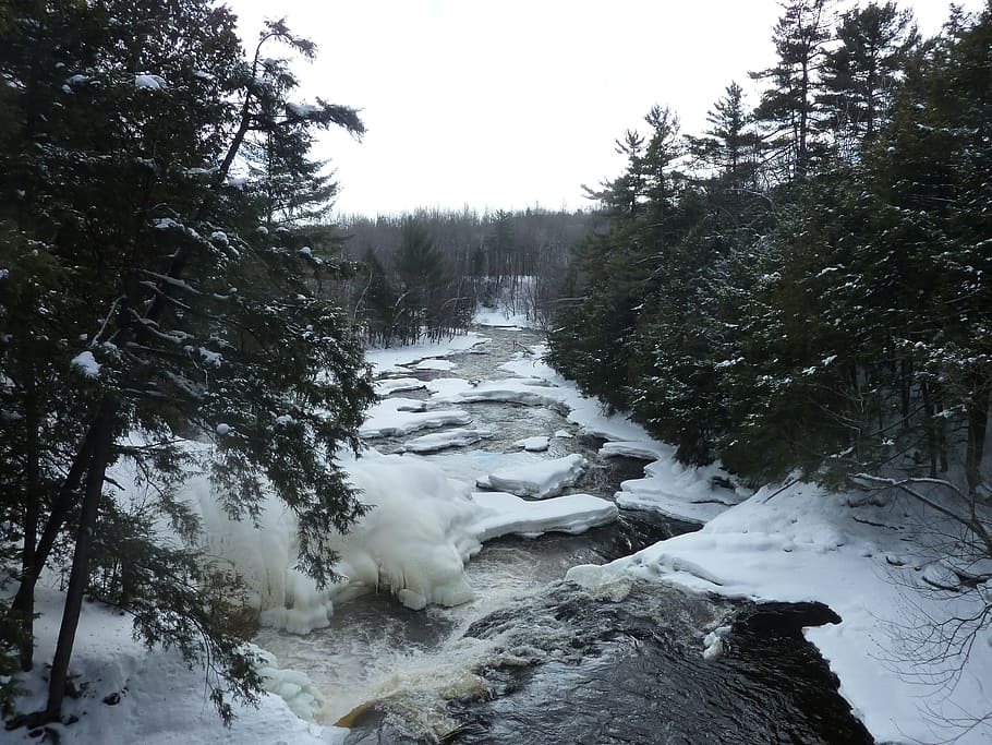 River, Winter, Snow, Cold, Ice, Season, outdoors, view, rural HD wallpaper