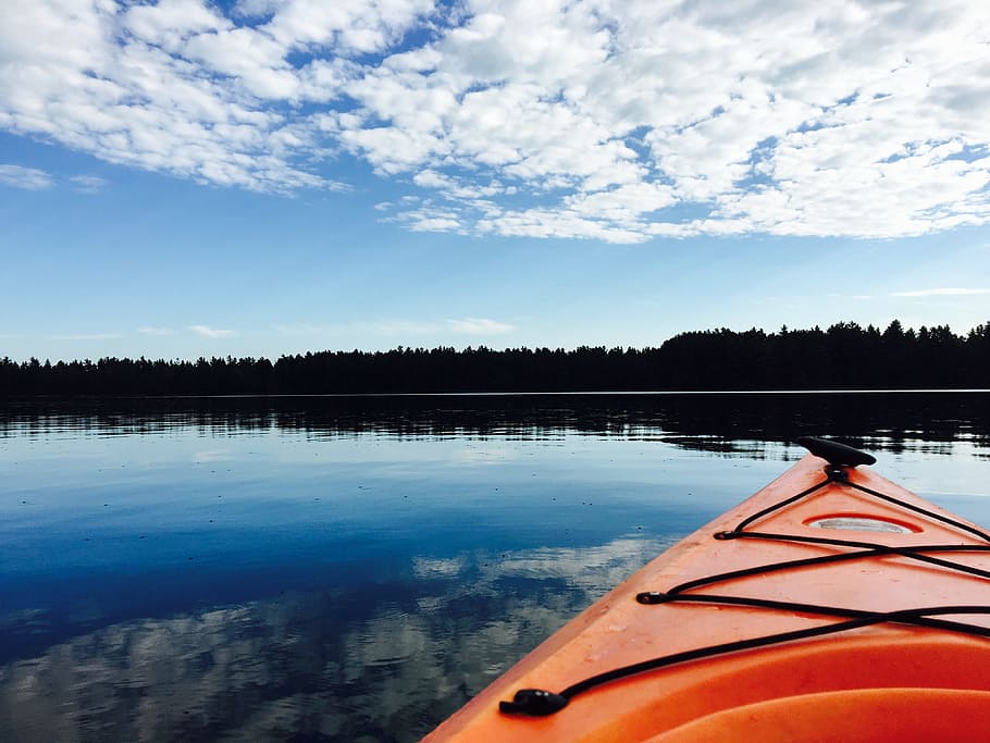 Kayak, Water, Clouds, nature, nautical vessel, tranquility HD wallpaper