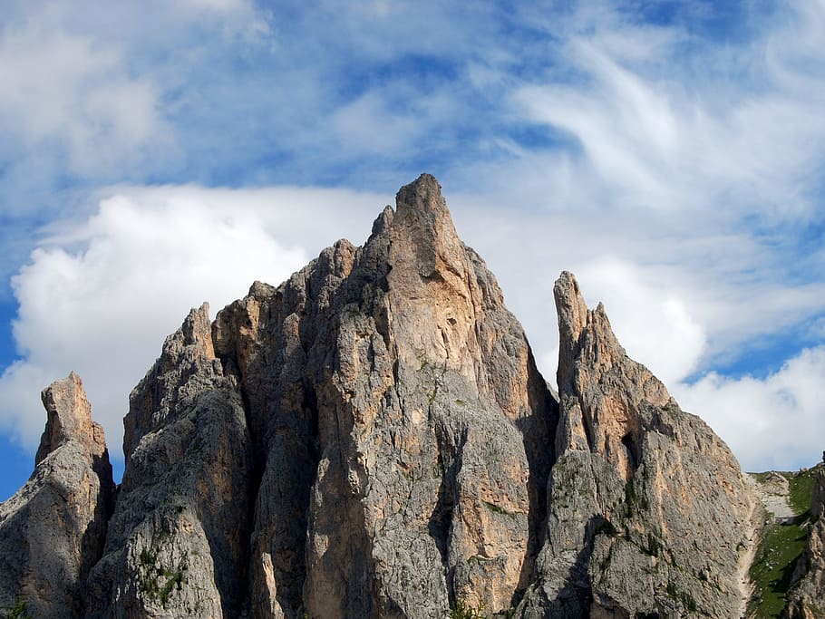 gray and brown Stone Formation, dolomites, mountain, top, landscape HD wallpaper