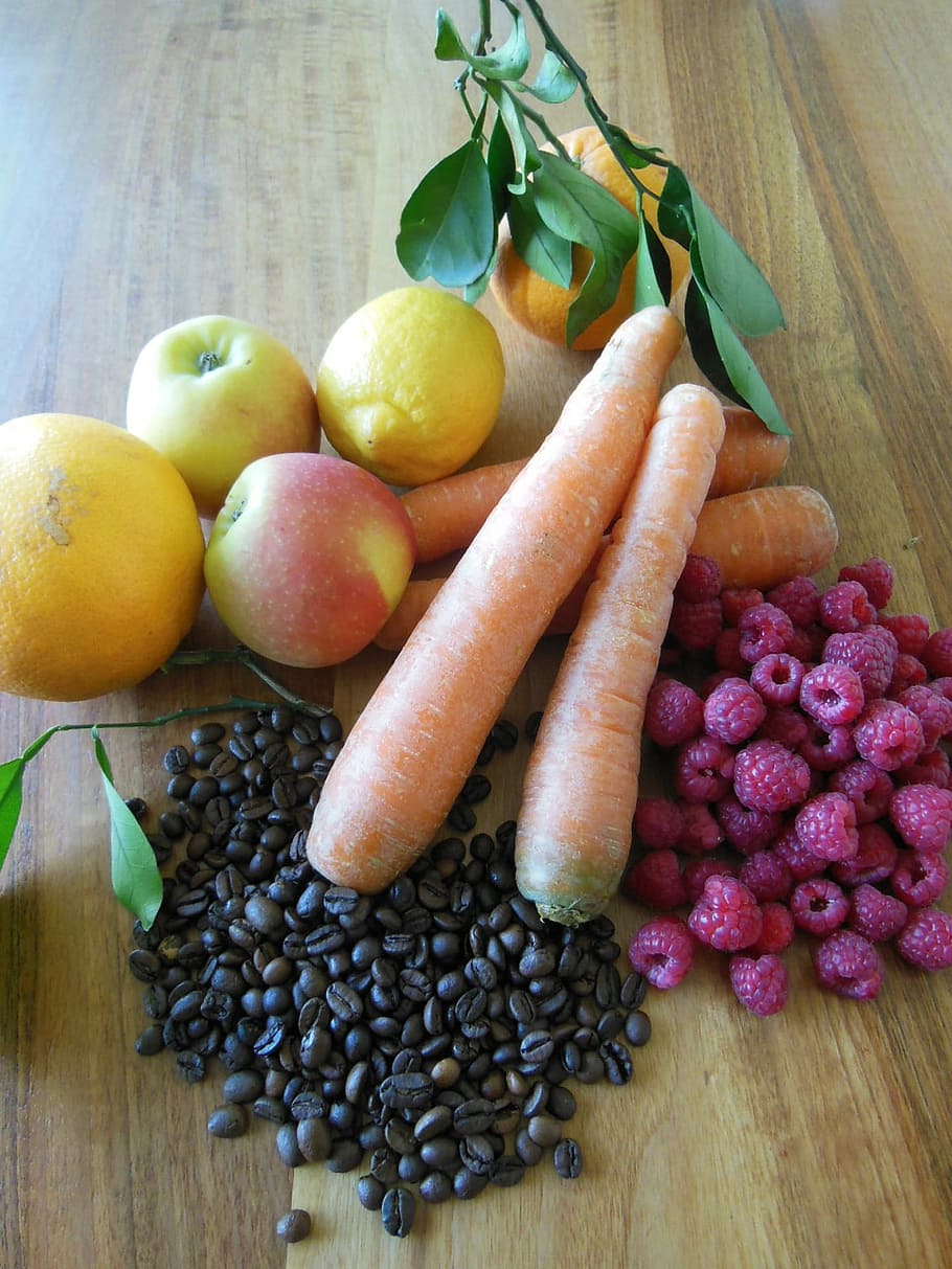 Apple, Carrots, Raspberry, Vegetables, fruits, food and drink HD wallpaper