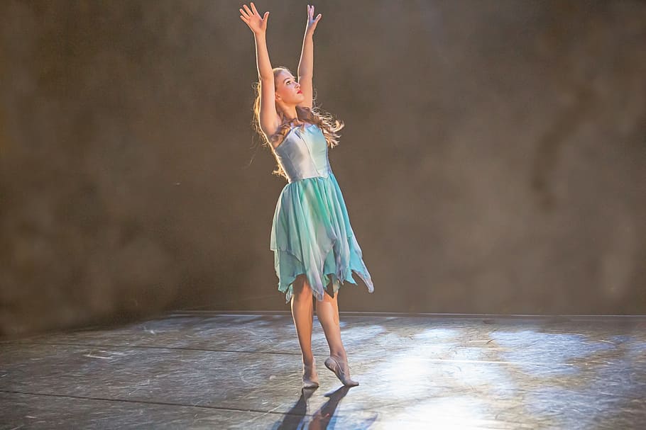 woman wearing blue dress screenshot, dance, ballet, performance HD wallpaper