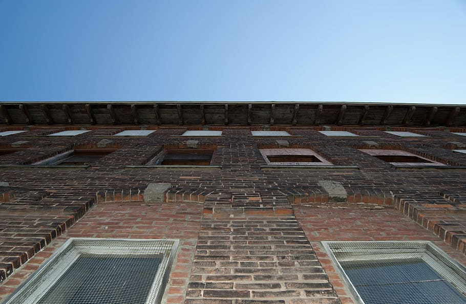 perspective, building, brick, vintage, construction, exterior HD wallpaper