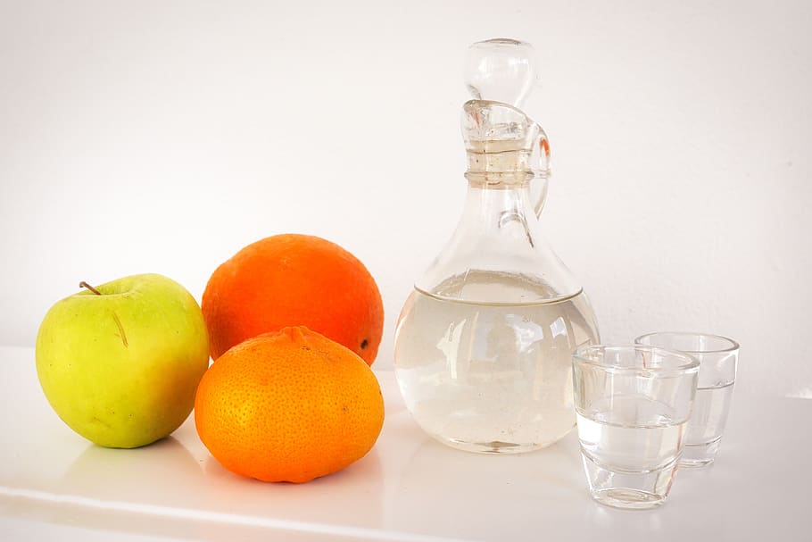 glass, drink, food, fruit, healthy, raki, brandy, orange, apple, HD wallpaper