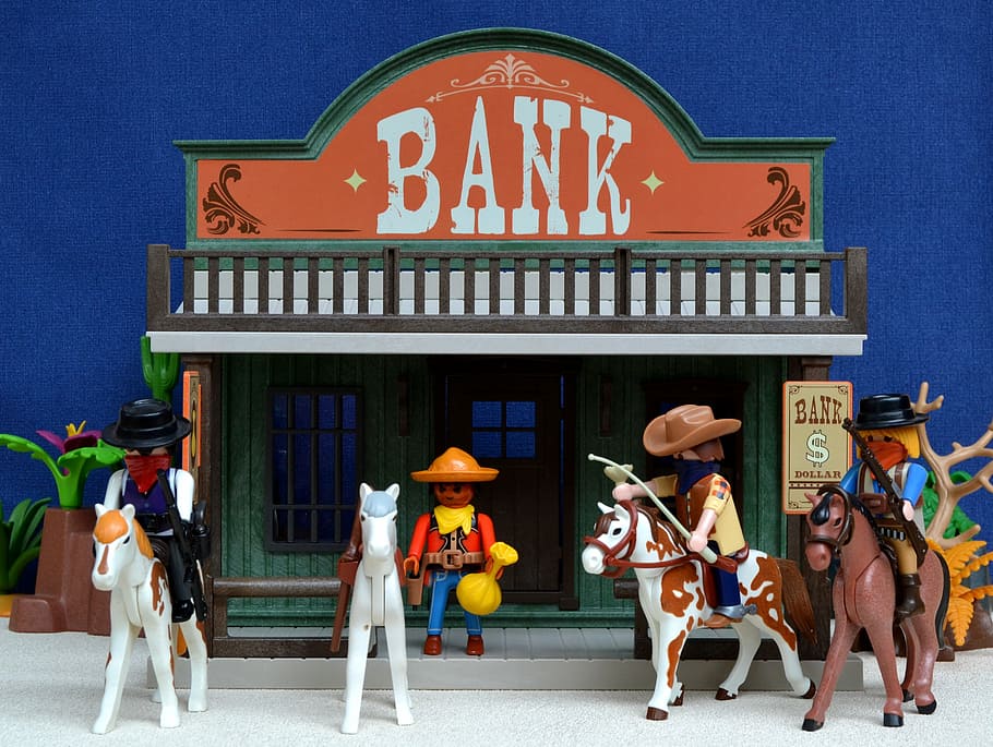 playmobil, western, bank, usa, america, robbery, toys, figures