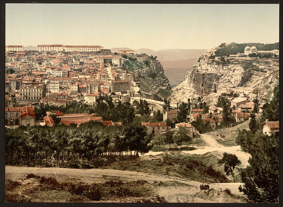 Landscape and city view of Constantine, Algeria 1899, buildings, HD wallpaper