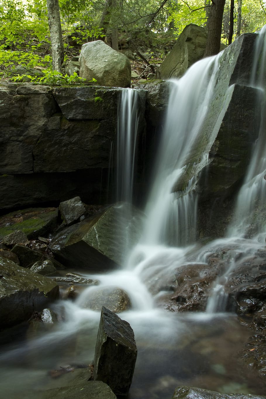 waterfalls at daytime, water fall, stream, rock, cascade, creek HD wallpaper