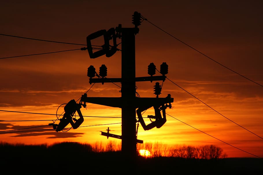 pole, sunset, sky, cloud, red, fire, in the evening, orange HD wallpaper