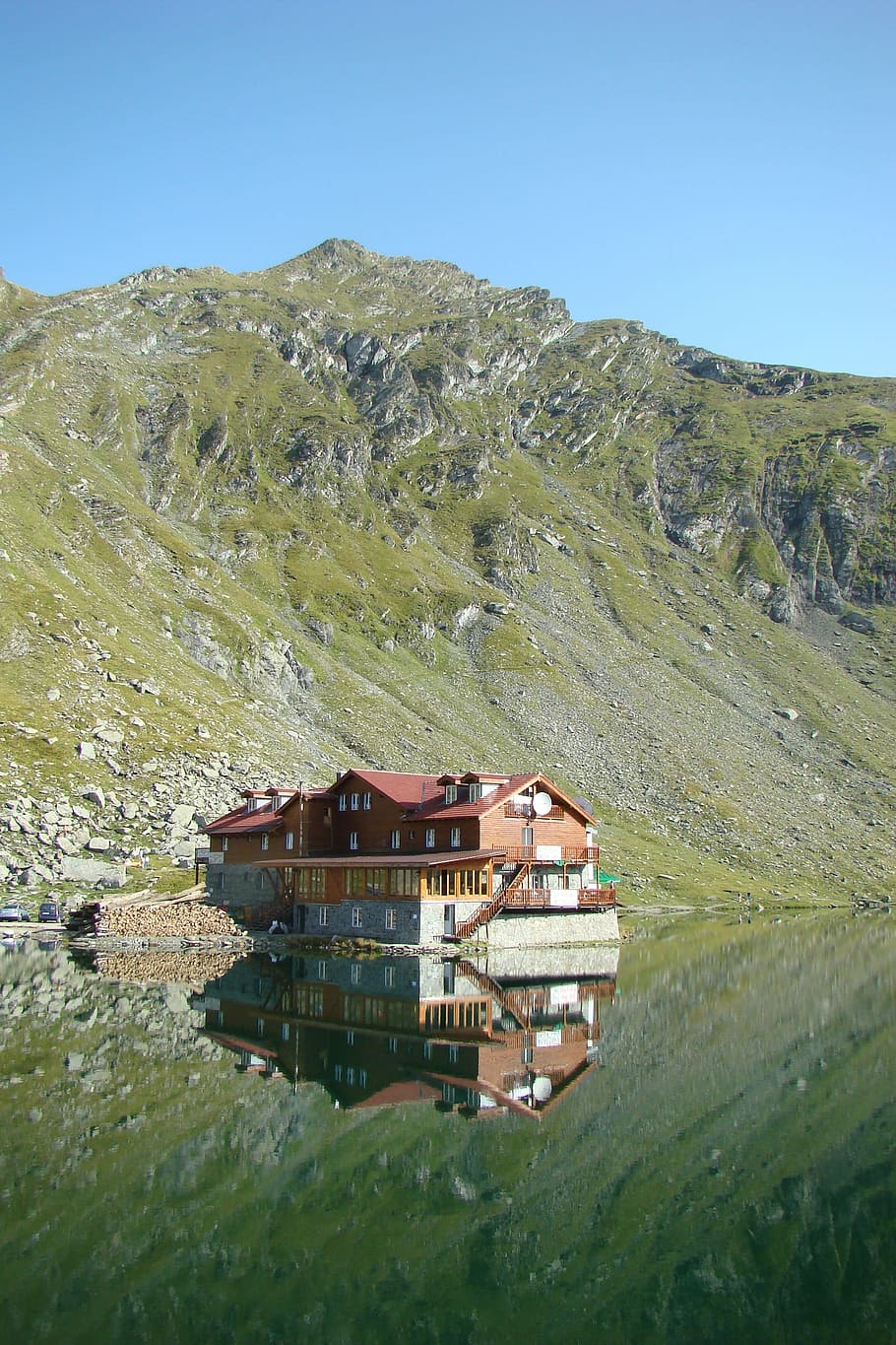 Lake, Building, Architecture, Mountains, reflection, landscape HD wallpaper