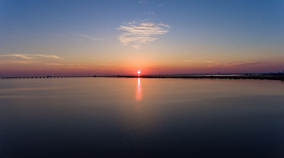 sunset, dawn, water, dusk, sky, reflection, tranquility, scenics - nature HD wallpaper