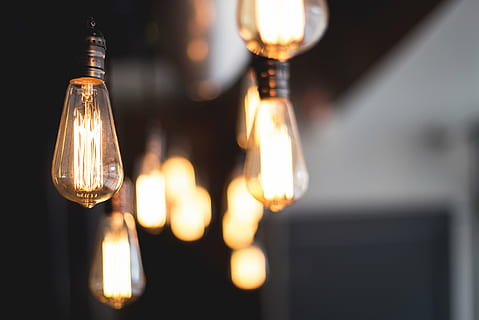 shallow focus photography of yellow light bulbs, electricity HD wallpaper