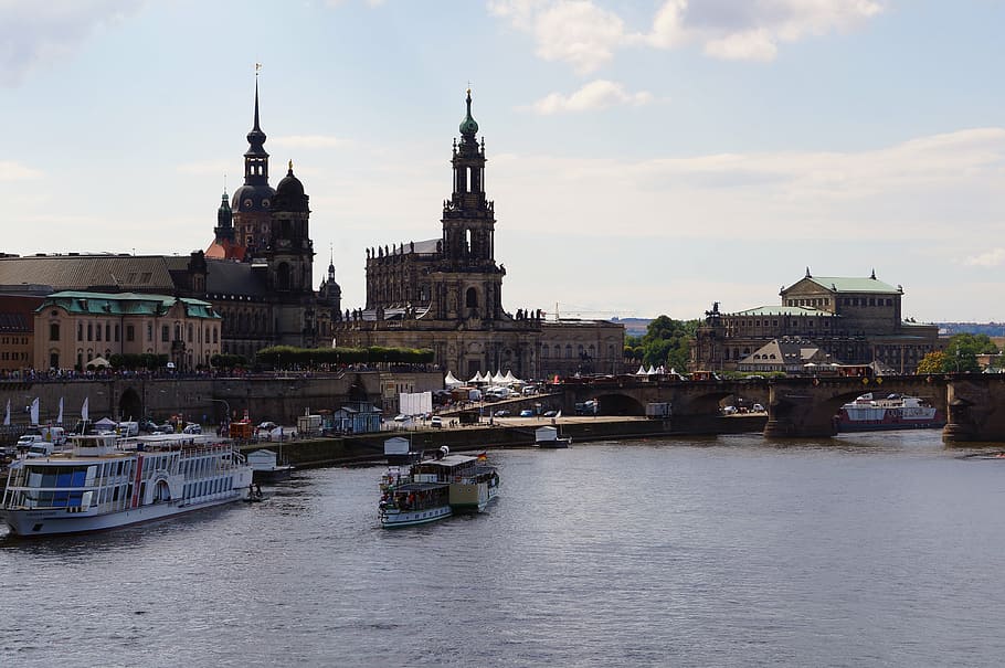 churches, river, elbe, city view, dresden, castle, castle church HD wallpaper