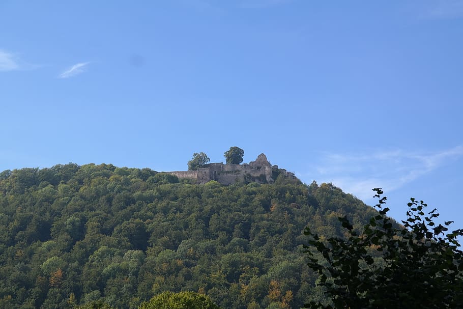 Burg, Castle, burg hohenurach, ruin, summit castle, mountain, HD wallpaper