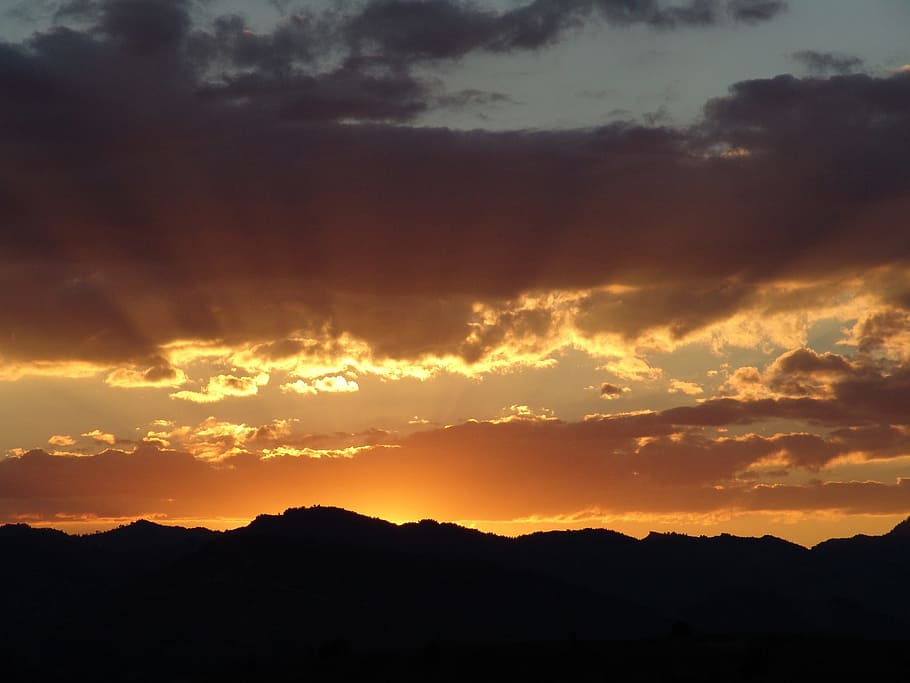 sunset, mountains, nature, landscape, sunlight, cloud, evening HD wallpaper