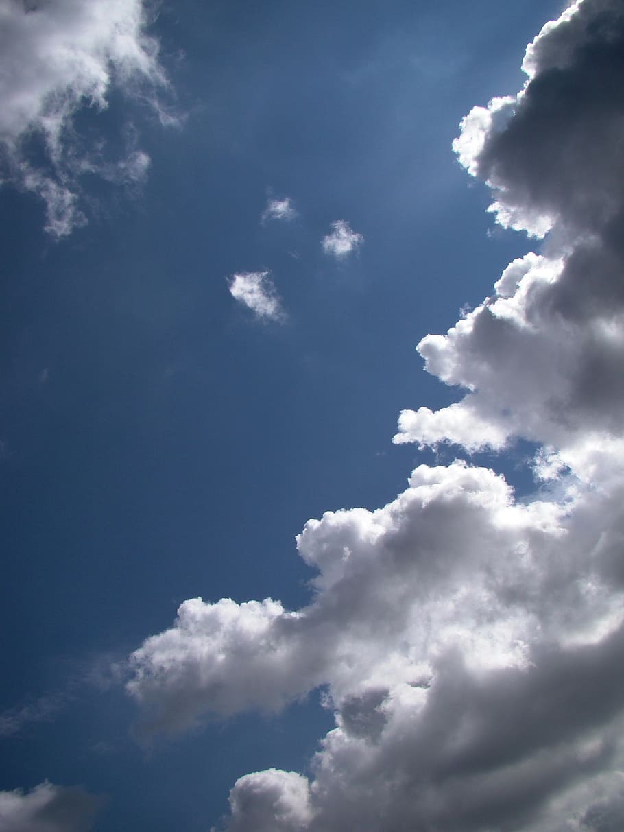 sky, clouds, blue, white, summer, day, cloud - sky, low angle view HD wallpaper