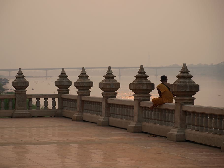 buddhist, bridge, calm, based, river, religious, thailand, outdoors HD wallpaper
