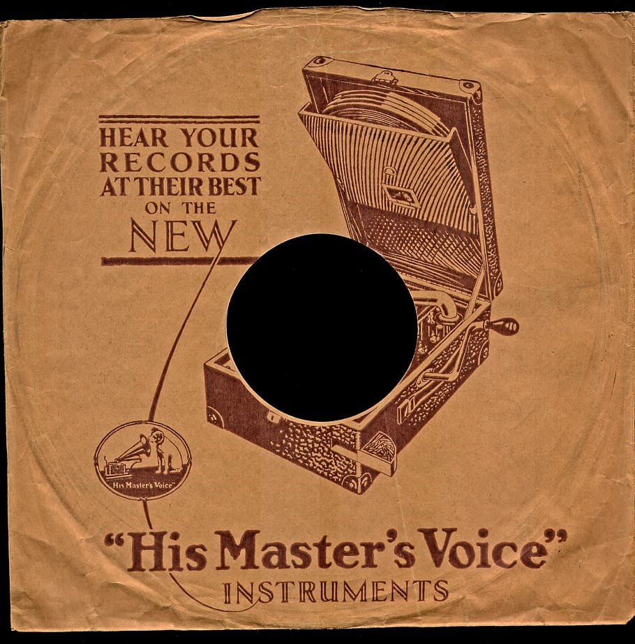 His Master's Voice instruments-printed box, shellac, shellac disc