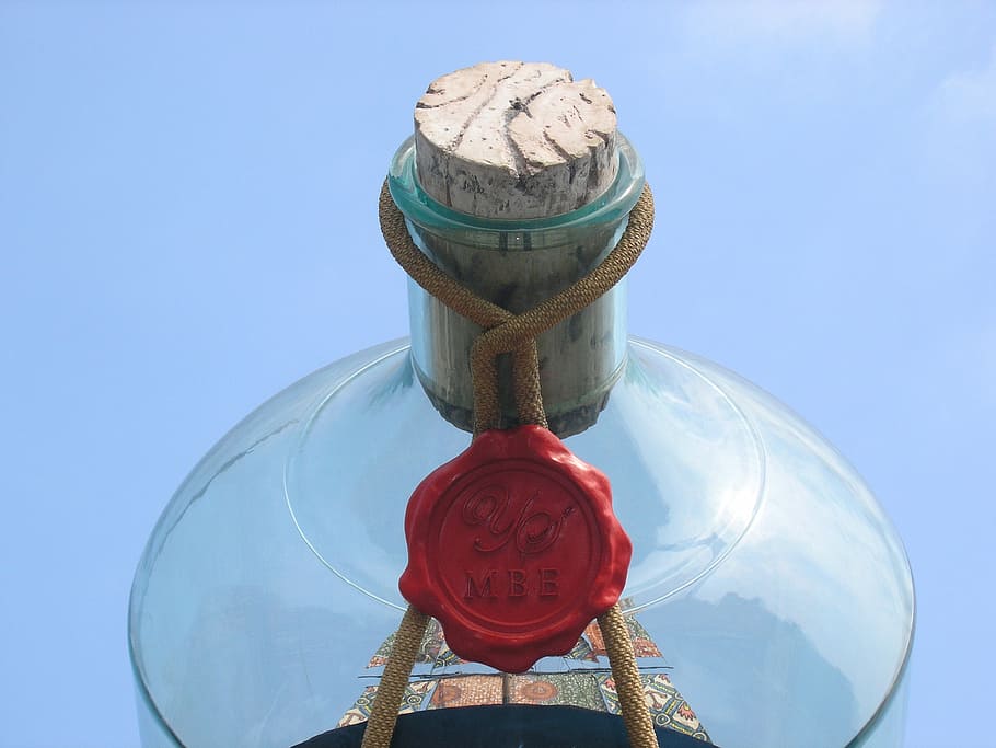 buddelschiff, cork, bottle, seal, oversized, sky, blue, nature HD wallpaper