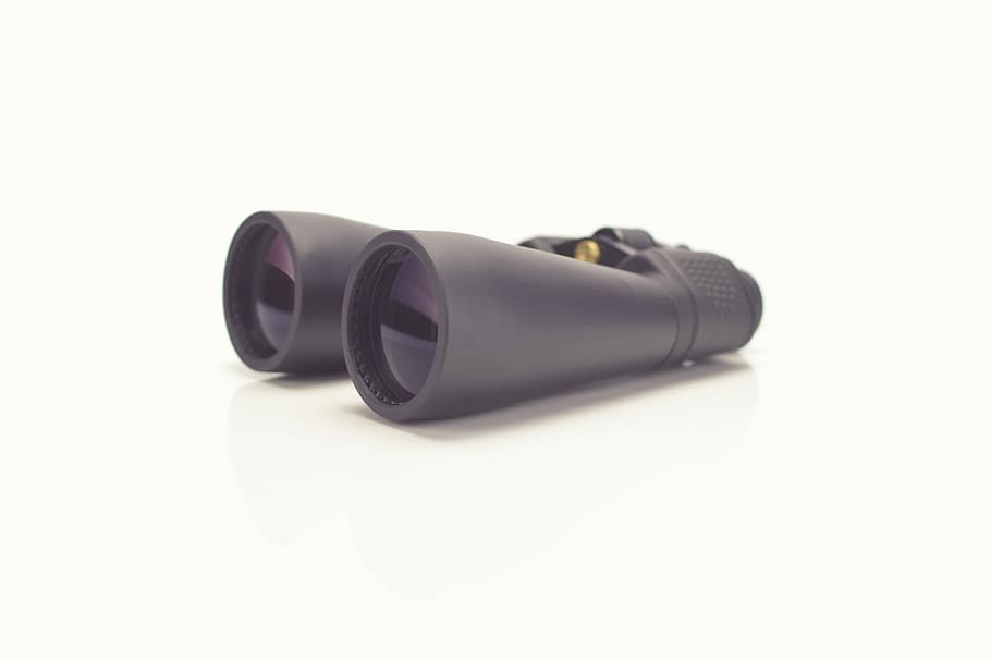 black binoculars with white background, black binoculars, glasses HD wallpaper
