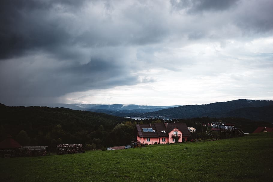nature, approaching, bieszczady, building, clouds, dark, heavy HD wallpaper