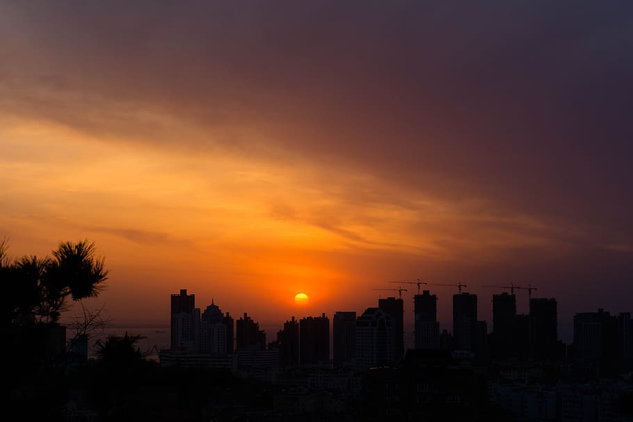 Sunset, Scenery, Photography, Views, city, sky, evening news HD wallpaper