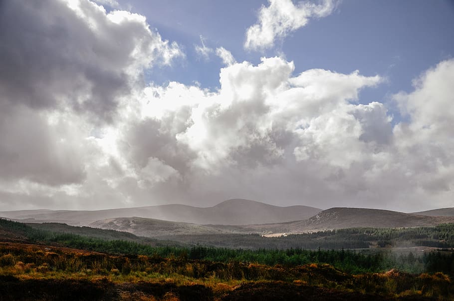 Landscape with mountains, nature, cloud - Sky, scenics, cloudscape HD wallpaper