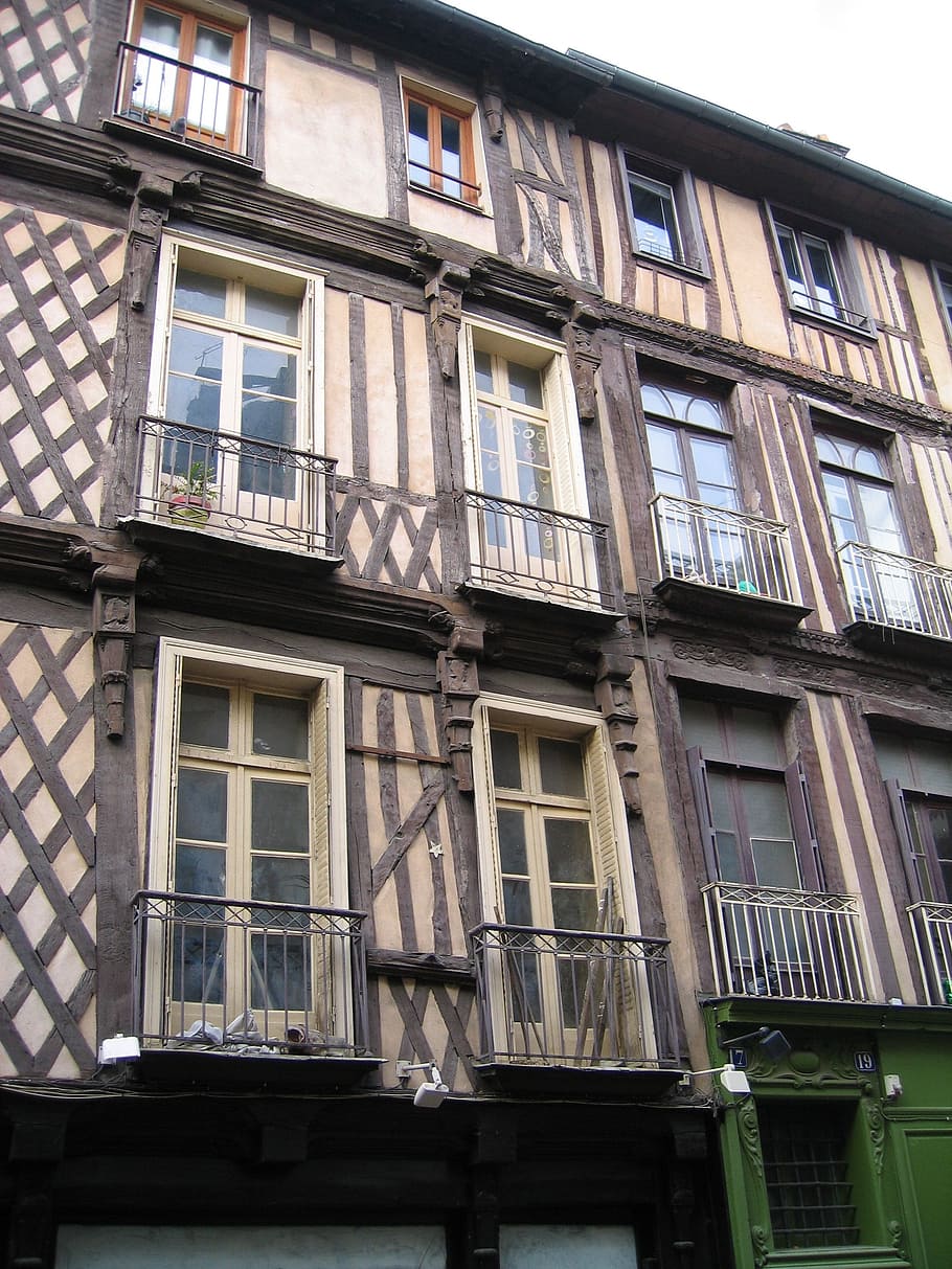 stud, timber, rennes, windows, facade, building, bel, good looking HD wallpaper