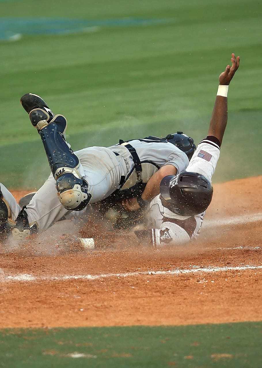 baseball, catcher, collision, competition, play, slide, score HD wallpaper