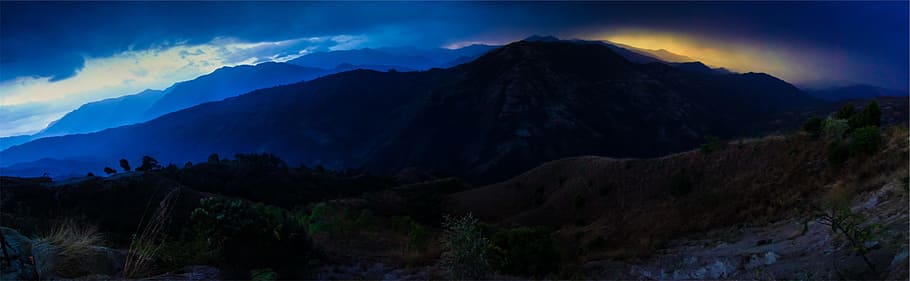 landscape, mountains, dark, night, hills, scenics - nature HD wallpaper